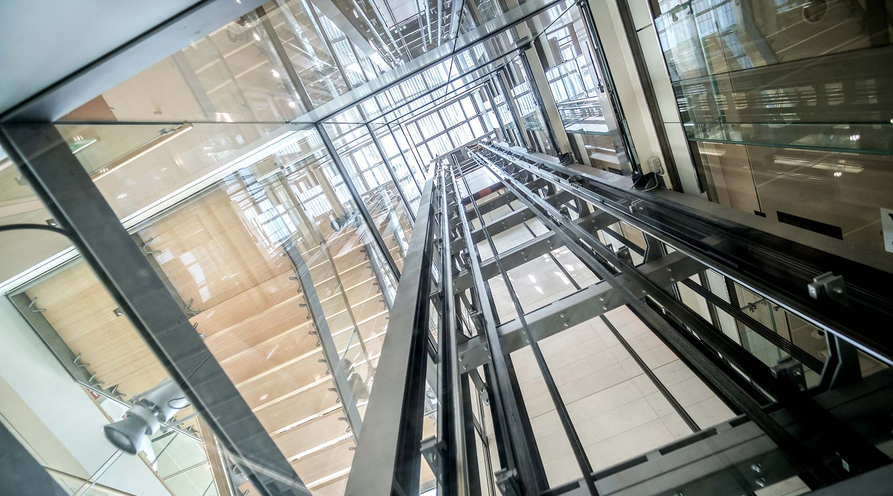 transparent lift modern elevator shaft glass building